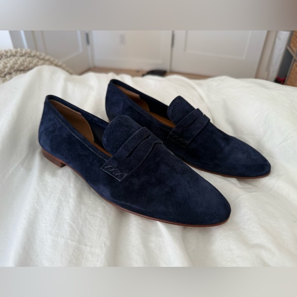 Margaux Penny Suede Navy Deep Blue Loafers | New | 41W - Picture 9 of 13